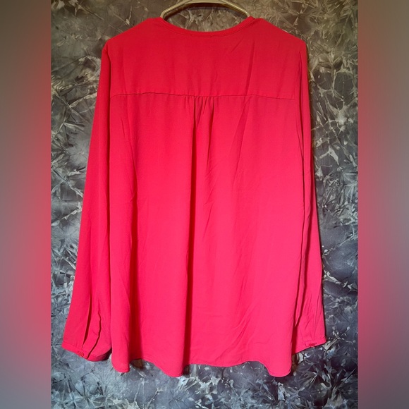 Pleione pink V-neck long sleeve rounded hem lightweight blouse tunic top XL - Picture 5 of 9